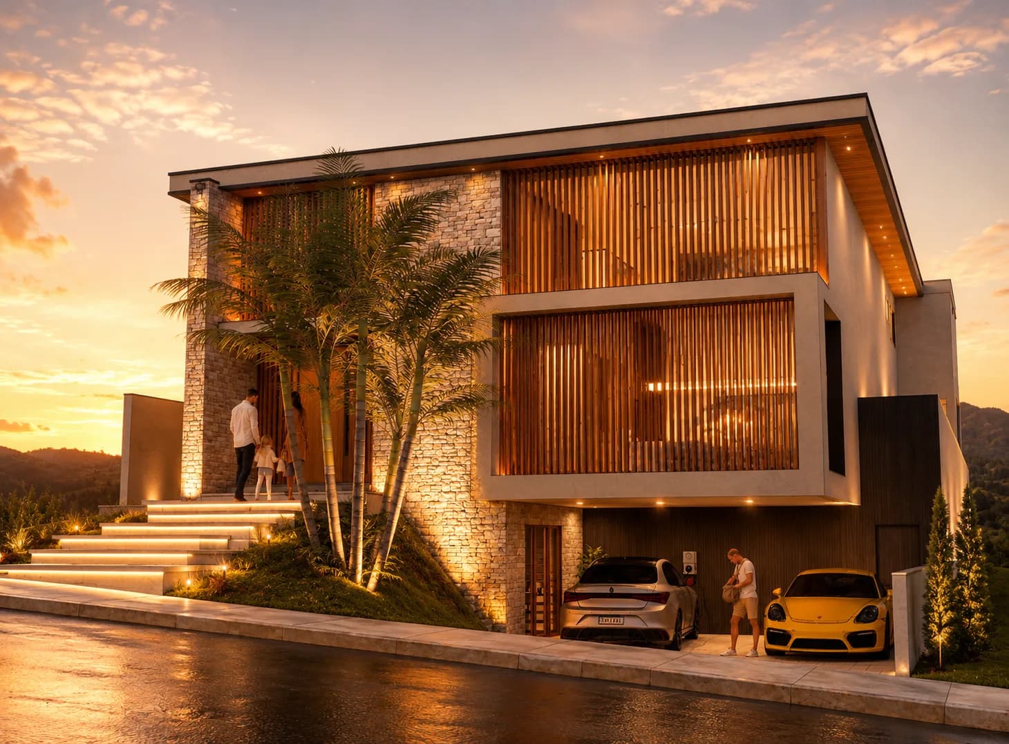 Casa conceito JPG ao entardecer